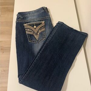 Vigoss Dark Blue Boot Cut Jeans with Embellished Pocket